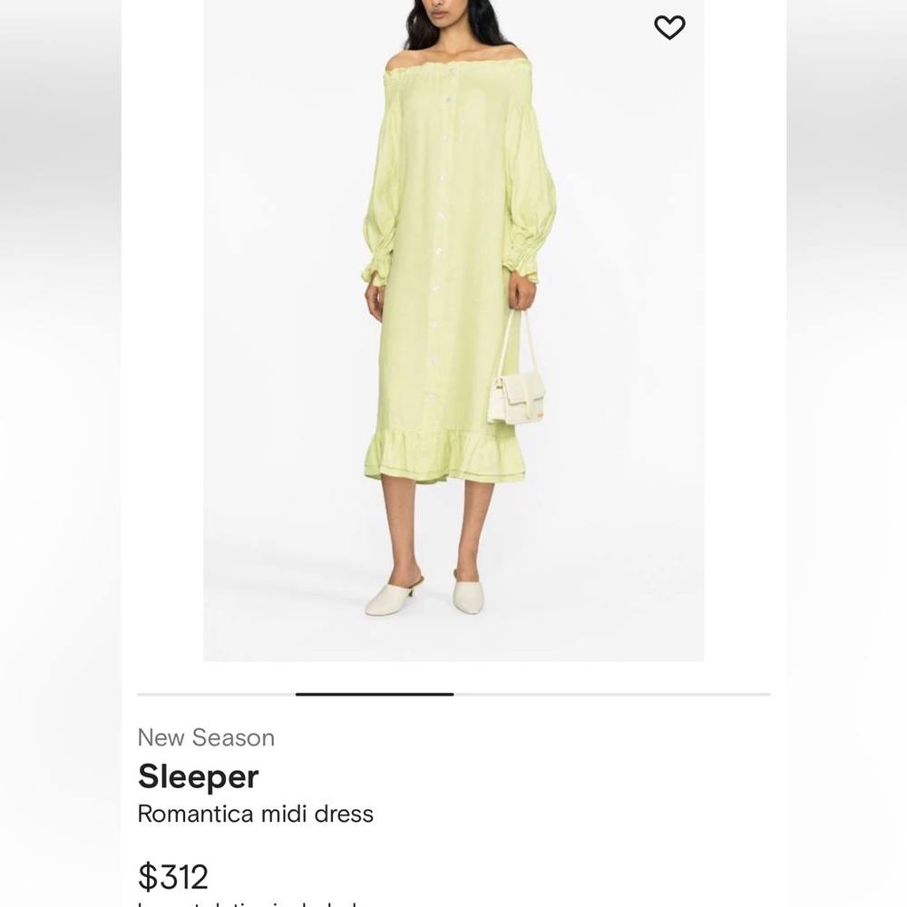 SLEEPER ruffled linen midi dress. One size
